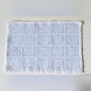 Set of 4 Placemats Blue White and Light Pink Hearts Cloth Vintage Placemats